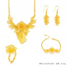 足金富貴花開典雅花卉套裝